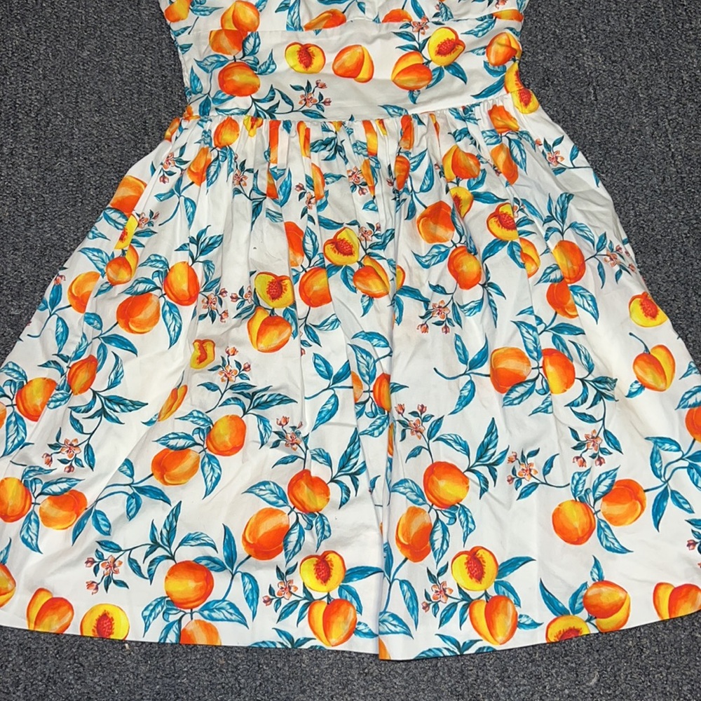 Amanda Uprichard White Mini Dress with Orange Peach Print - Picture 2 of 4
